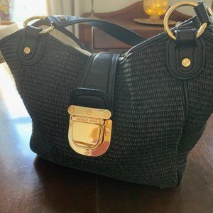 Michael Kors black straw purse